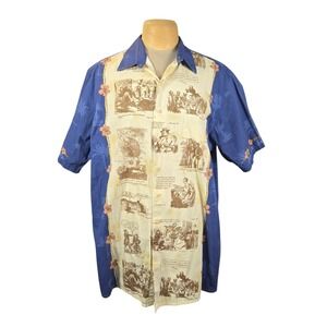 Vintage 2005 Reyn Spooner Trader Joes Shirt Men XLT Blue Hawaiian Fearless Flyer